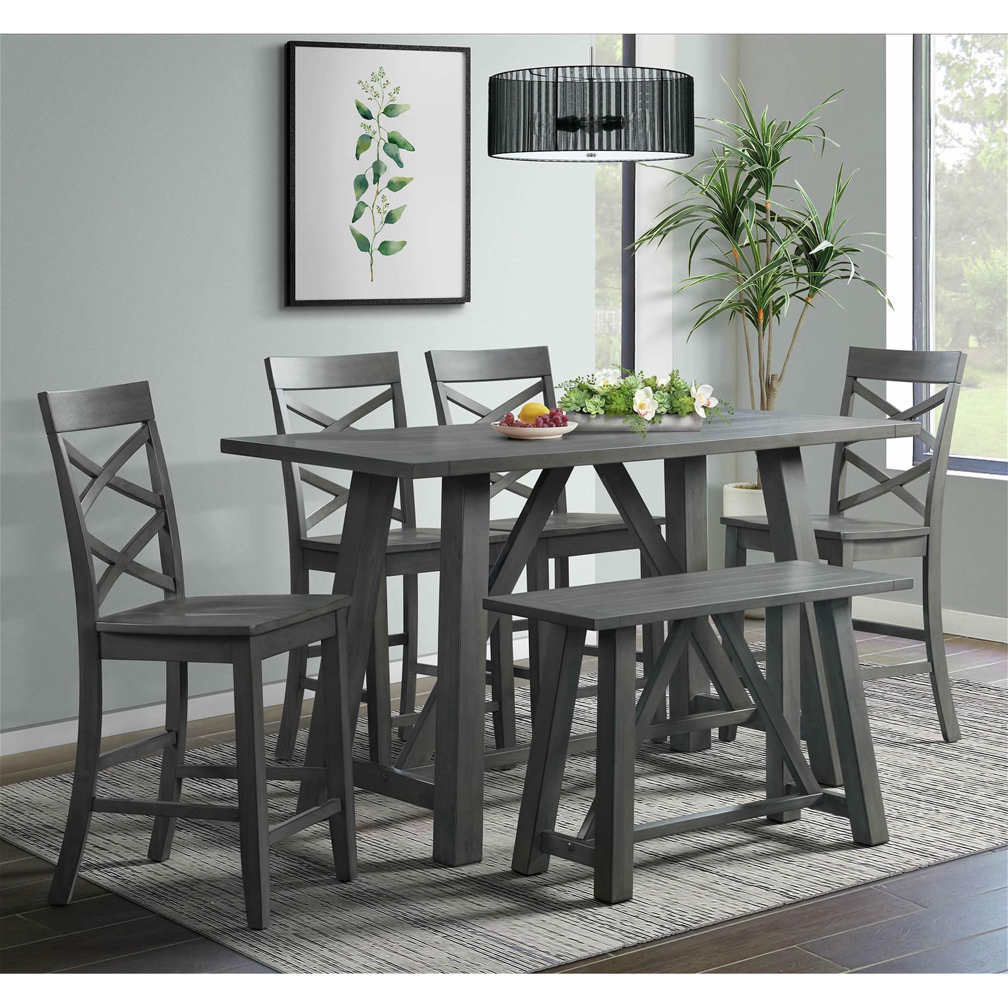 Elements International Renegade DRN3006CS 6 pc Counter Height Dining Set - Grey IMAGE 1